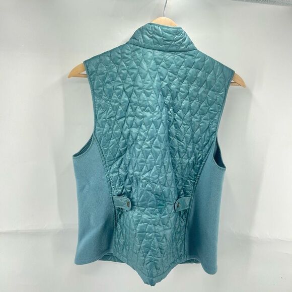 Talbots Womens Quilted Puffer Jacket Vest Lined Full Zip Snap Button Blue Medium - Picture 8 of 14